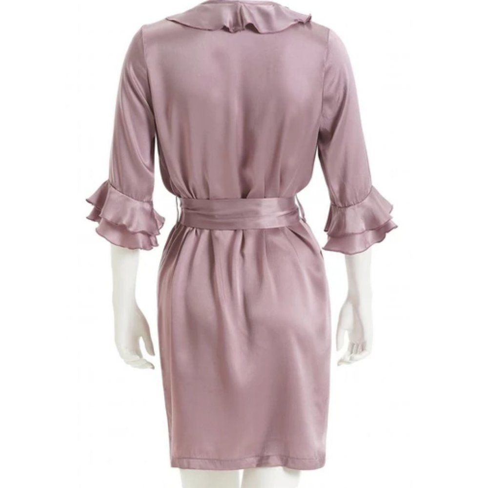 100% silk satin robe - Purple - Picture 2 of 3
